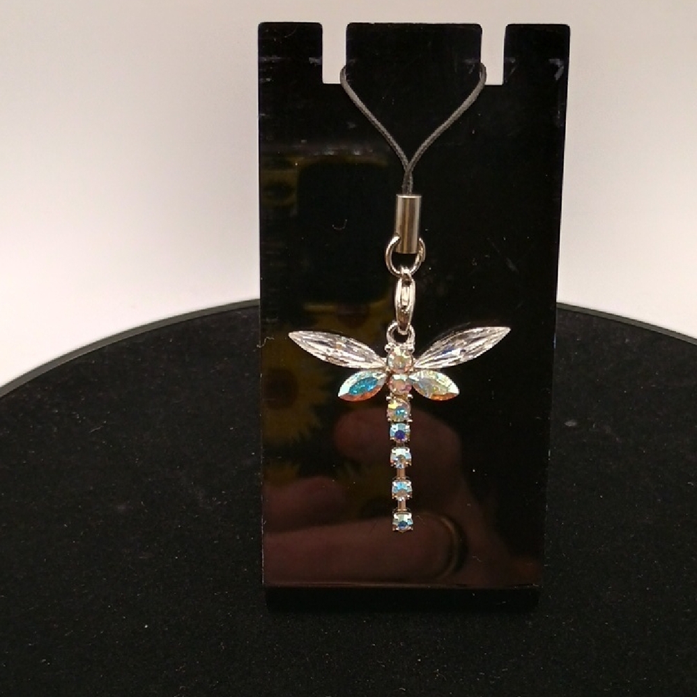 Elegant Silver Dragonfly Cell Phone Charm